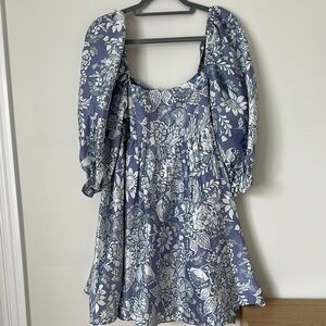 Floral Blue and White Women's Dress